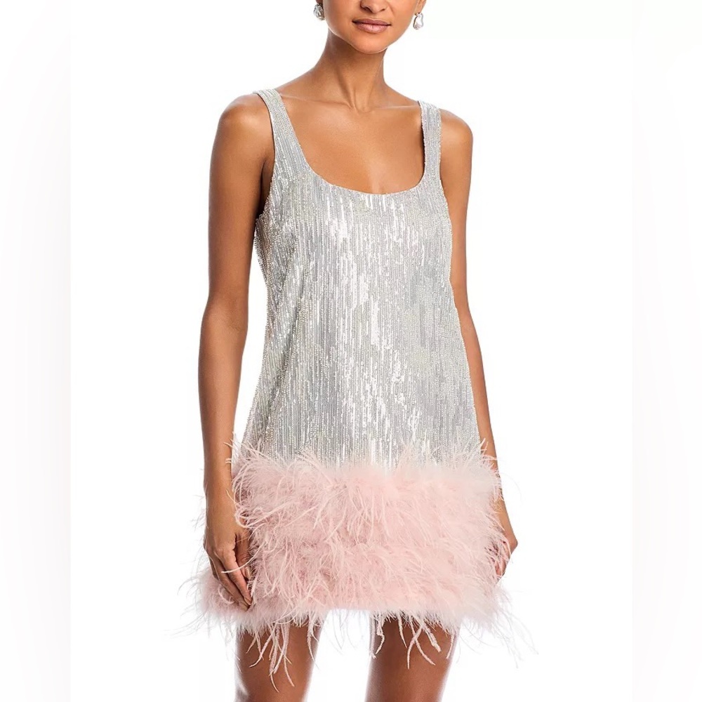 AQUA x Salvatore Rizza
Ostrich Feather Sequin Mini Dress - Exclusive